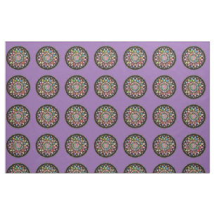 Beautiful mandalas on purple background fabric