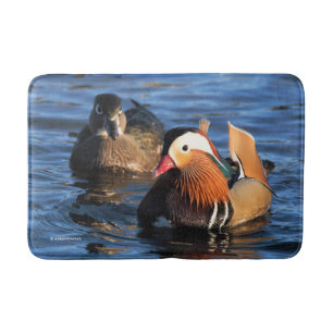 Beautiful Mandarin and Wood Ducks at the Pond Bath Mat