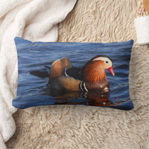 Beautiful Mandarin Duck at the Pond Lumbar Cushion