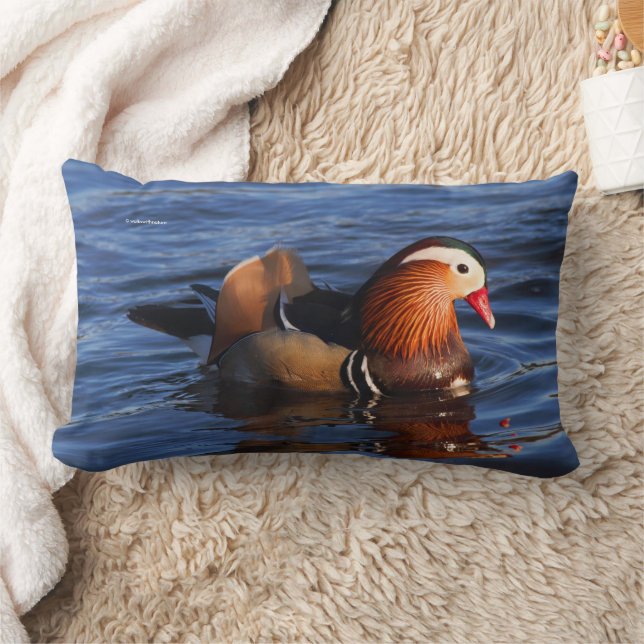 Beautiful Mandarin Duck at the Pond Lumbar Cushion (Blanket)