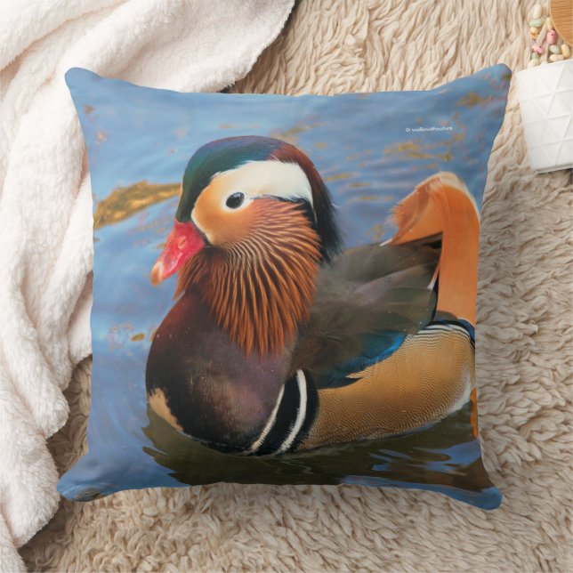 Beautiful Mandarin Duck in the Pond Cushion (Blanket)