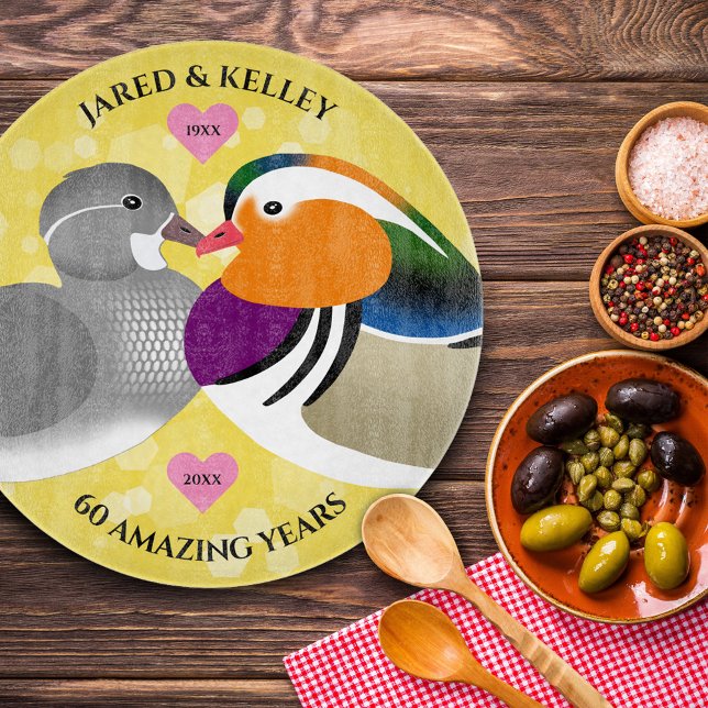 Beautiful Mandarin Ducks: Any Anniversary Year Cutting Board (Creator Uploaded)