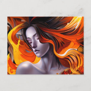 Beautiful Manga Anime Woman with Long Hair Postcard