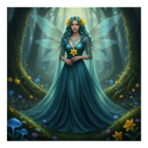 Beautiful March Aquamarine Fairy Poster
