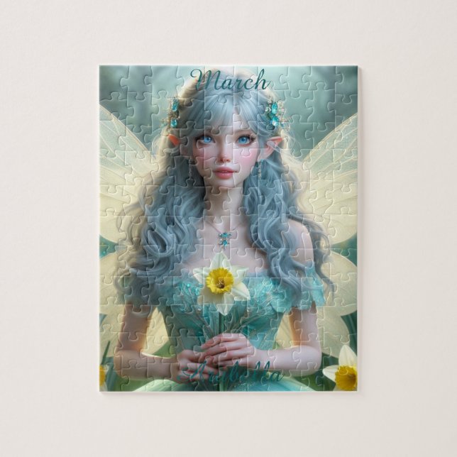 Beautiful March Fairy in Daffodils Jigsaw Puzzle (Vertical)
