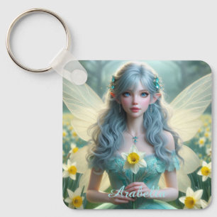 Beautiful March Fairy in Daffodils Key Ring