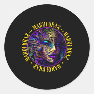 Beautiful Mardi Gras Woman In Mask Mardi Gras Classic Round Sticker