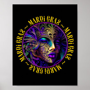 Beautiful Mardi Gras Woman In Mask Mardi Gras Poster