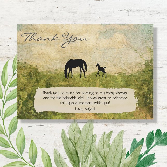 Beautiful Mare and Foal Horse Baby Shower Thank You Card (Creator Uploaded)