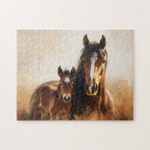 Beautiful Mare and Foal Painting Jigsaw Puzzle