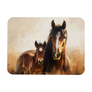 Beautiful Mare and Foal Painting Magnet