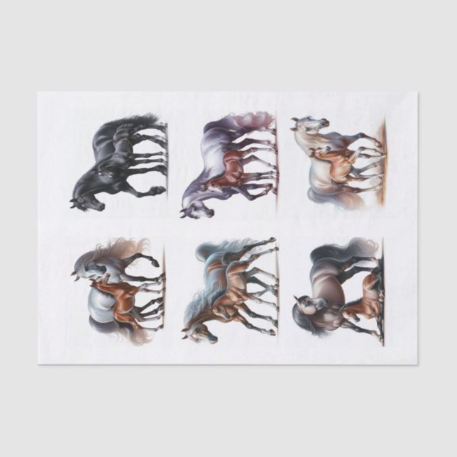 Beautiful Mares with Their Foals Fussy Cuts Tissue Paper (Front)