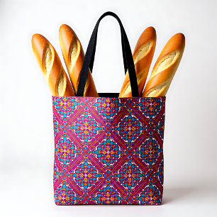 🤩 Beautiful maroon and turquoise Azulejos, Tote Bag