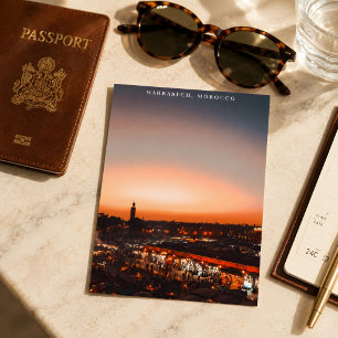 Beautiful Marrakech Red Medina Sunset Postcard