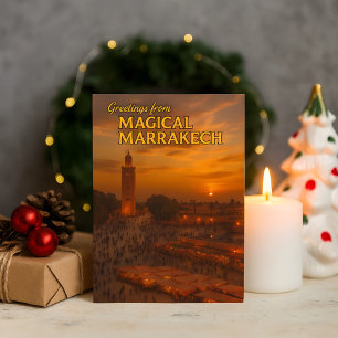 Beautiful Marrakech Sunset View Koutoubia Square Postcard