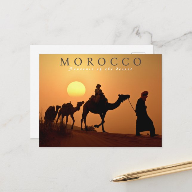 Beautiful Marrakesh Sunset Morocco Desert Postcard (Front/Back In Situ)