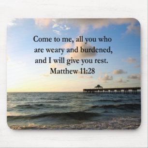 BEAUTIFUL MATTHEW 11:28 SCRIPTURE VERSE MOUSE PAD