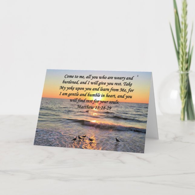BEAUTIFUL MATTHEW 11:28 SUNRISE PHOTO DESIGN CARD (Front)
