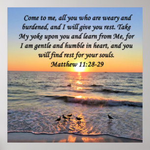 BEAUTIFUL MATTHEW 11:28 SUNRISE PHOTO DESIGN POSTER