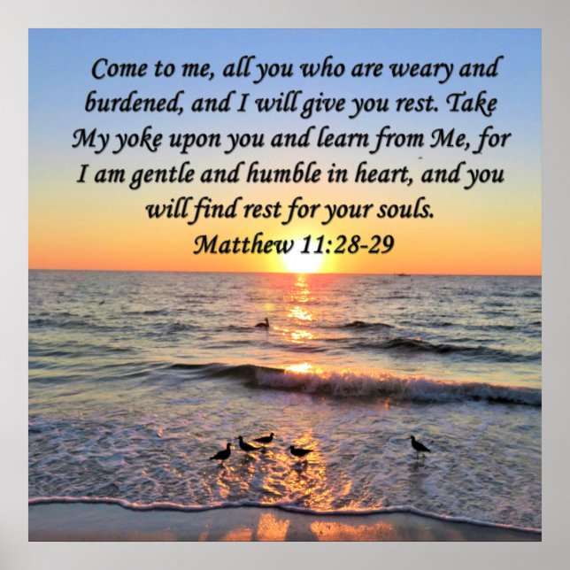 BEAUTIFUL MATTHEW 11:28 SUNRISE PHOTO DESIGN POSTER (Front)