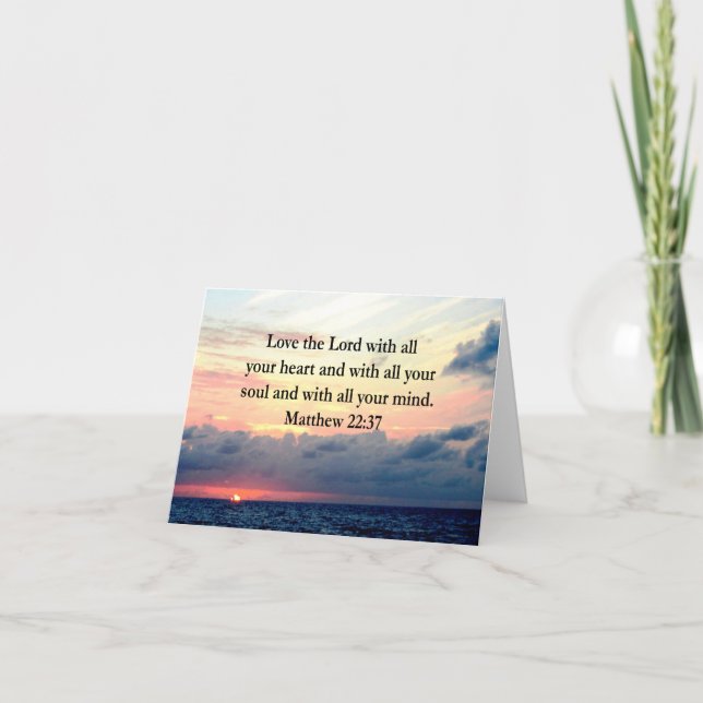 BEAUTIFUL MATTHEW 22:37 SUNRISE PHOTO DESIGN CARD (Front)