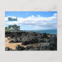 Beautiful Maui Beach with Black Rocks