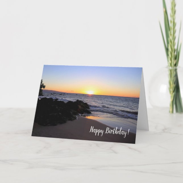 Beautiful Maui Sunset on the Beach Greeting Card (Front)