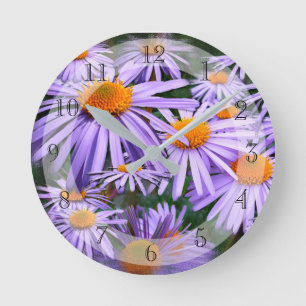 Beautiful Mauve Aster Round Clock