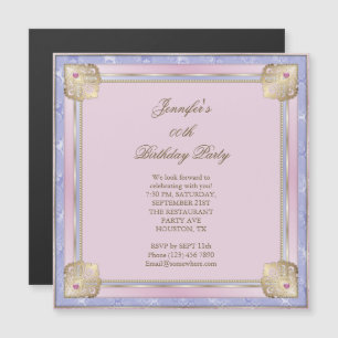 Beautiful Mauve & Pink, Gold Twist birthday Magnetic Invitation