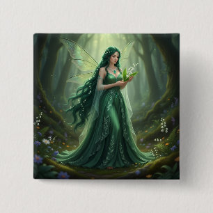 Beautiful May Emerald Fairy 15 Cm Square Badge