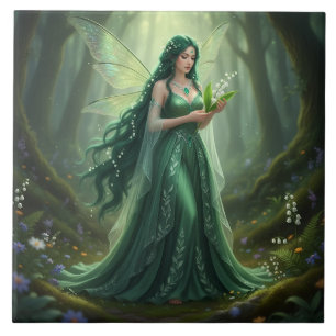 Beautiful May Emerald Fairy Ceramic Tile