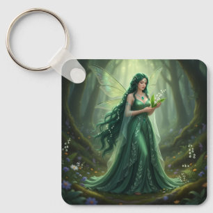Beautiful May Emerald Fairy Key Ring