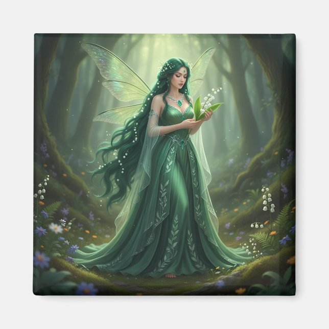 Beautiful May Emerald Fairy Magnet (Front)