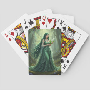 Beautiful May Emerald Fairy Playing Cards