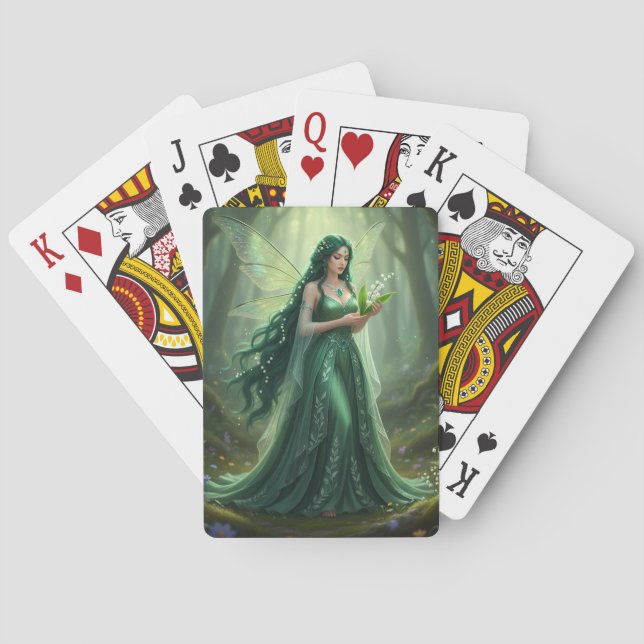 Beautiful May Emerald Fairy Playing Cards (Back)
