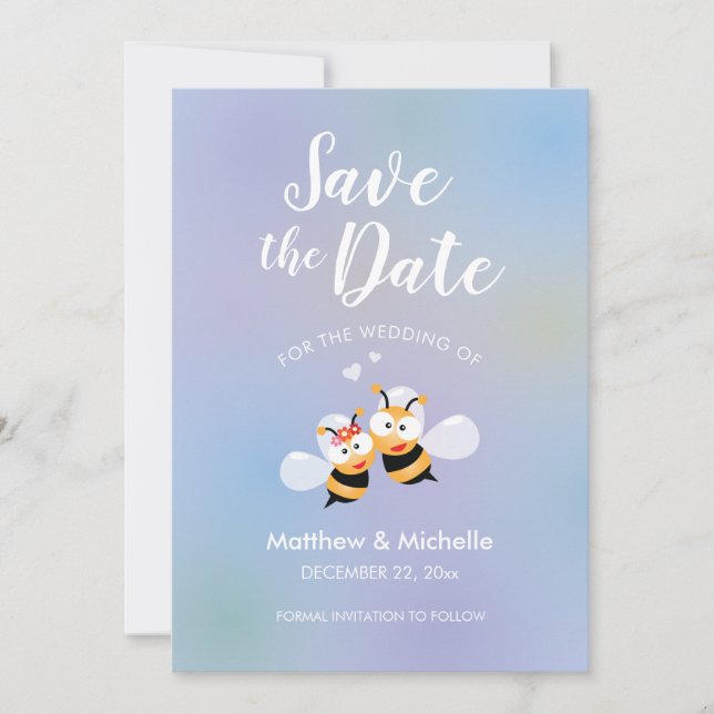 Beautiful Meant To Bee Couple Elegant Wedding Save The Date (Front)