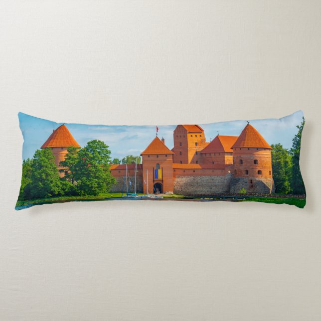 Beautiful Mediaeval Castle on Blue Lake Body Cushion (Front)