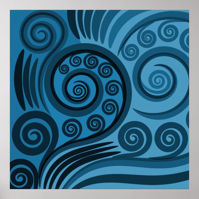 Beautiful Medium-Blue Fern Frond Curls  Poster (Front)