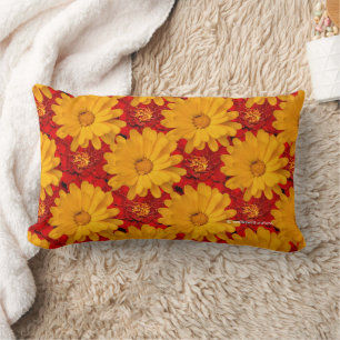 Beautiful Medley of Red Yellow Marigold Flowers Lumbar Cushion