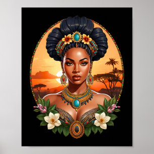 Beautiful Melanin Black Woman Queen Of Sheba Desig Poster