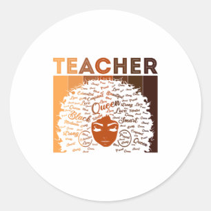 Beautiful Melanin Teacher Pride Black History Mont Classic Round Sticker
