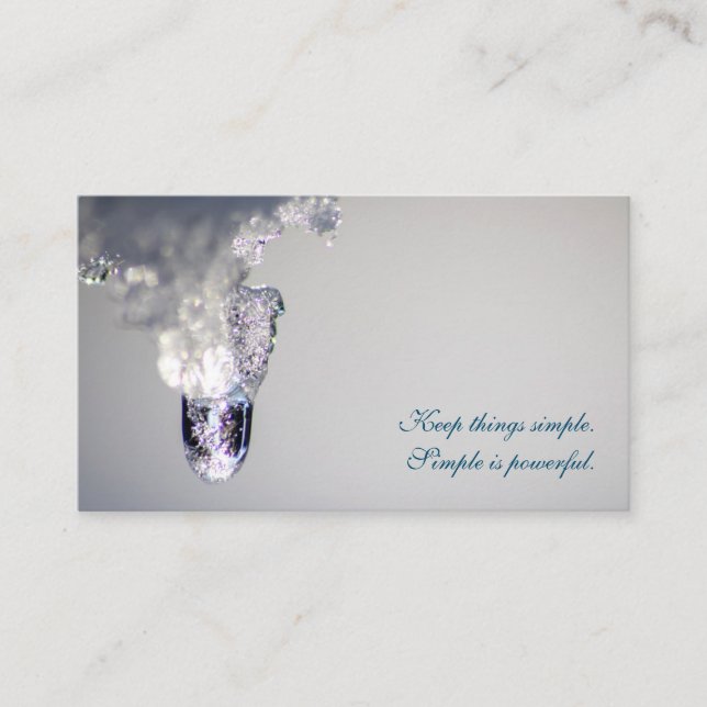 Beautiful melting ice with motivational quote business card (Front)