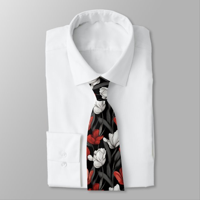 Beautiful Mens Accessories Tulip Flower Tie (Tied)