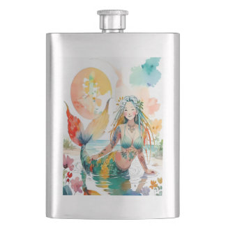 Beautiful mermaid design hip flask