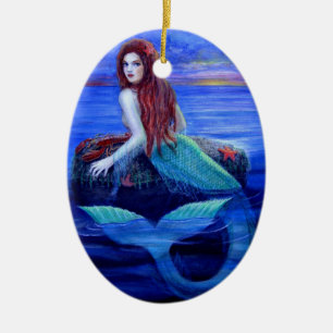 Beautiful Mermaid Fantasy Art Christmas Ornament