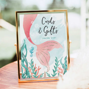 Beautiful Mermaid Girl Birthday Cards & Gifts Sign
