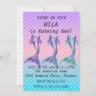 Beautiful mermaid invitation for the birthday 