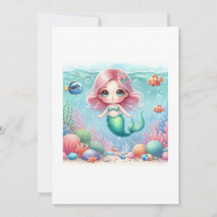 beautiful mermaid kawaii invitation