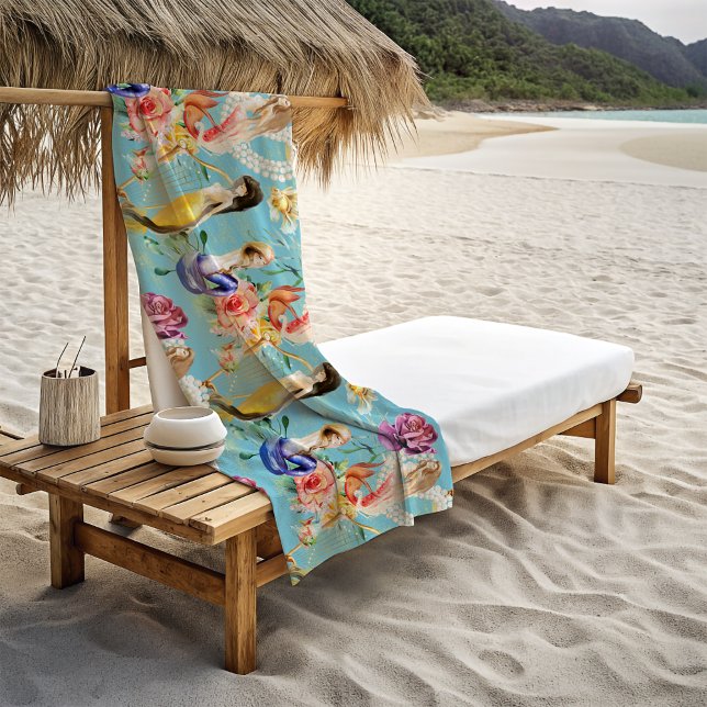Beautiful Mermaid Lover Floral Beach Towel (Creator Uploaded)