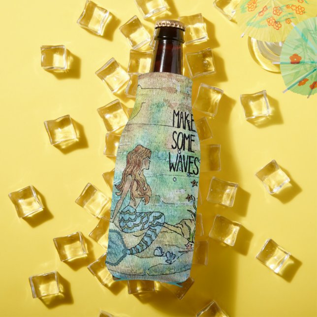 Beautiful Mermaid Make Some Waves Bottle Cooler (In Situ Summer)